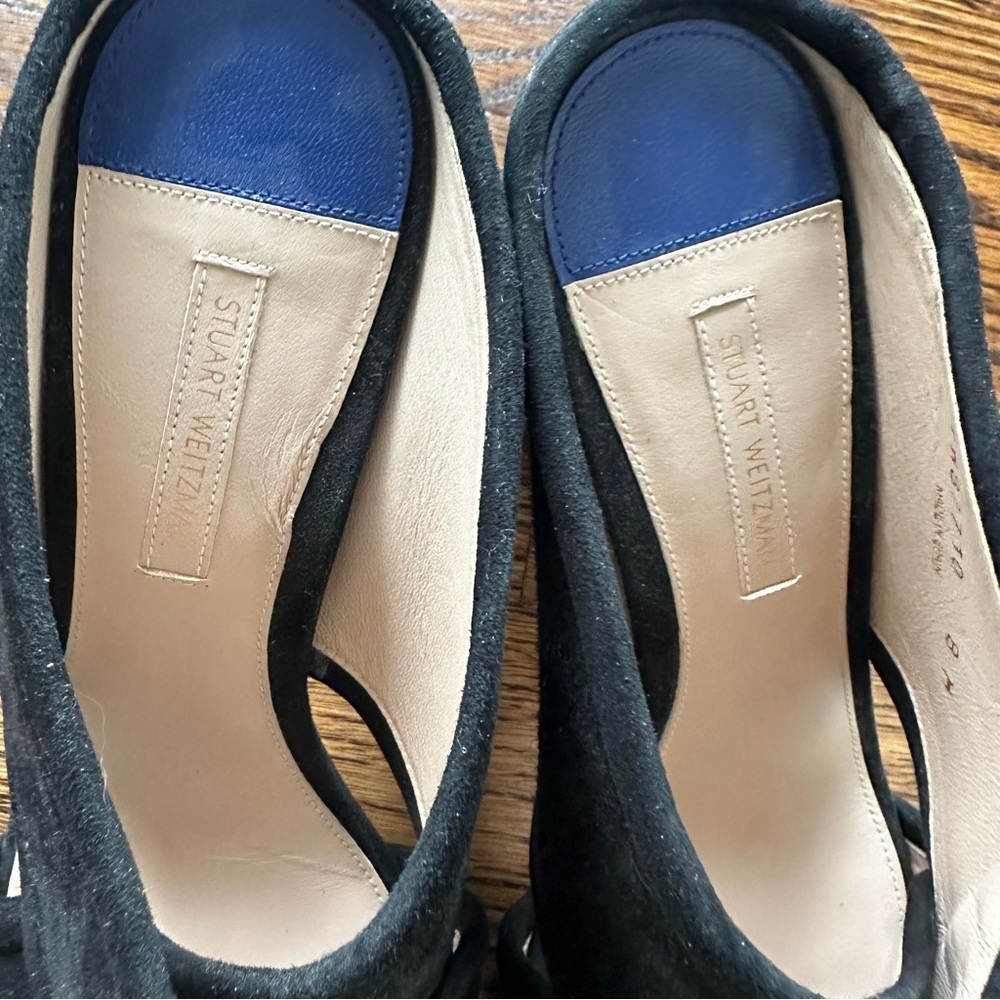 Stuart Weitzman Black Suede Mules - Picture 7 of 16